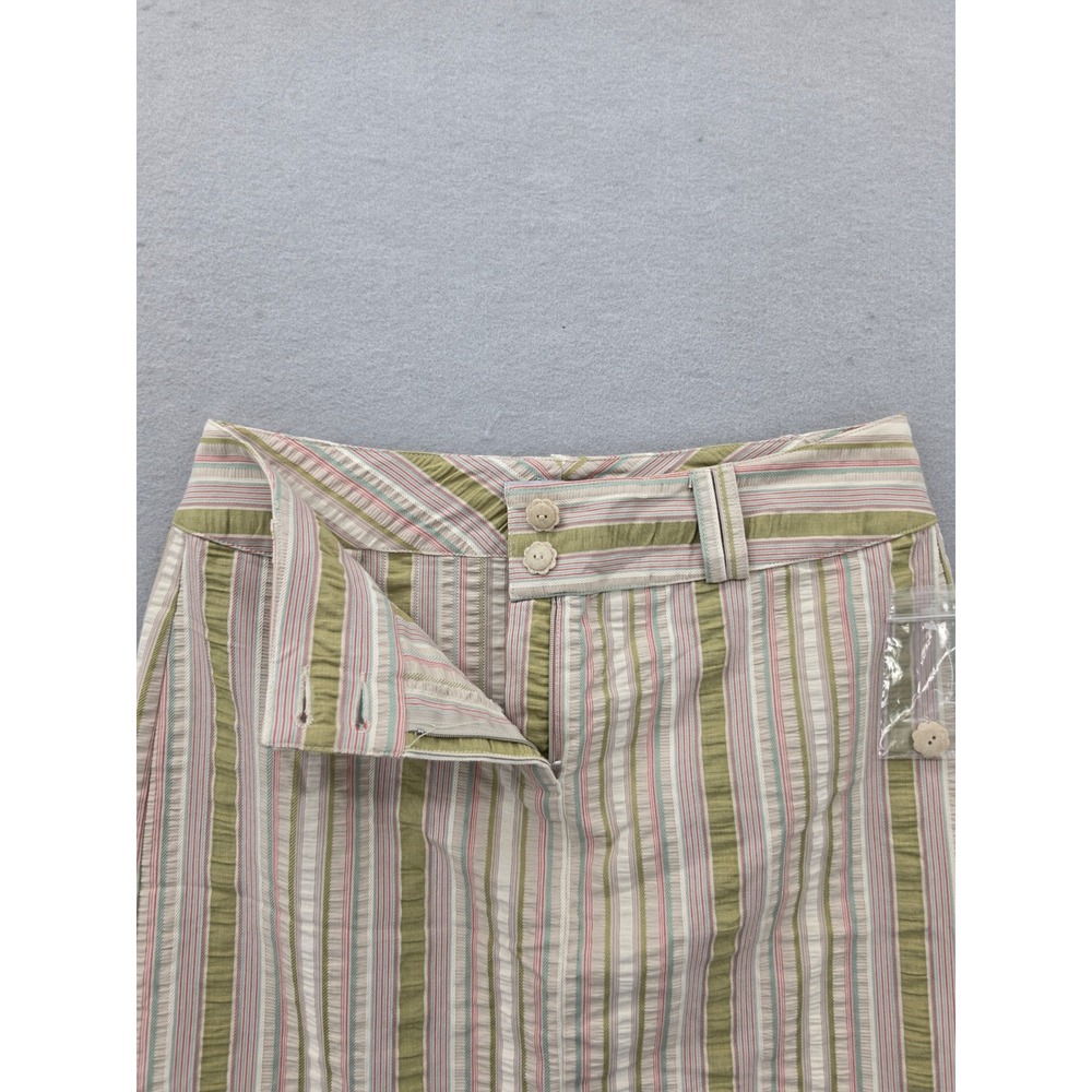 Cabi Striped Seersucker Mini Skirt Size 8 Green Pink Cotton Textured Style 309 - Picture 5 of 13